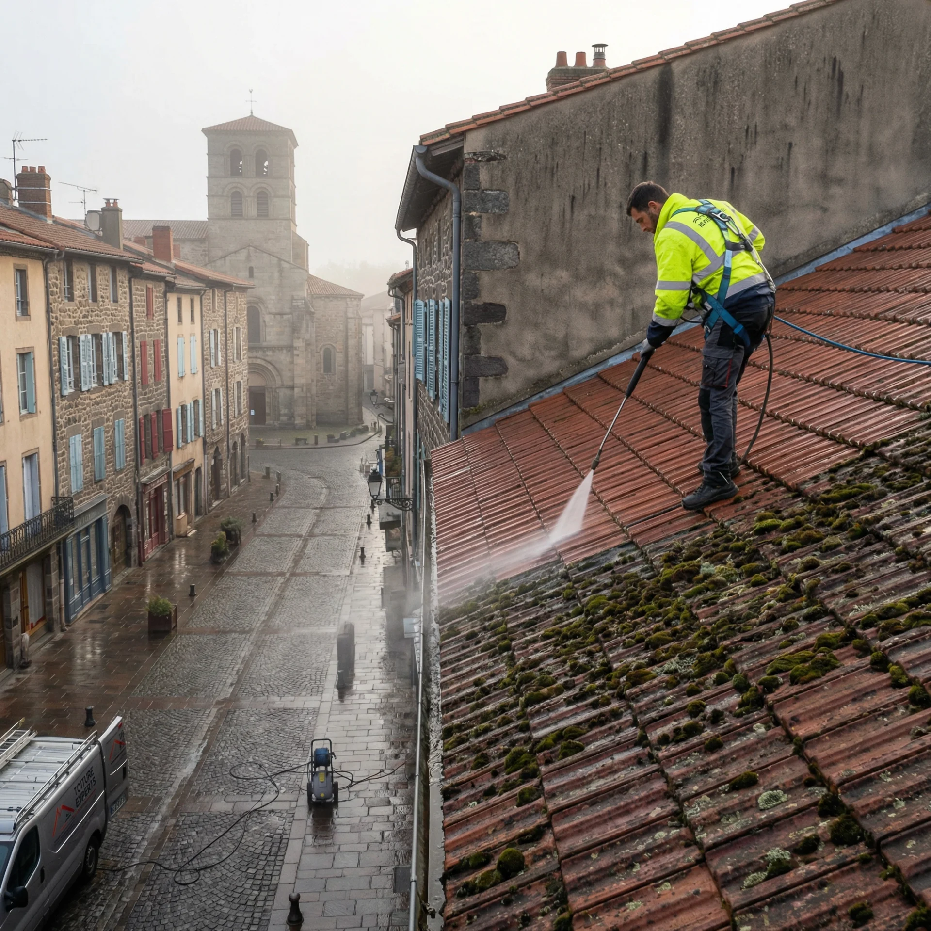Couvreur entretenant une toiture à Roanne Loire 42